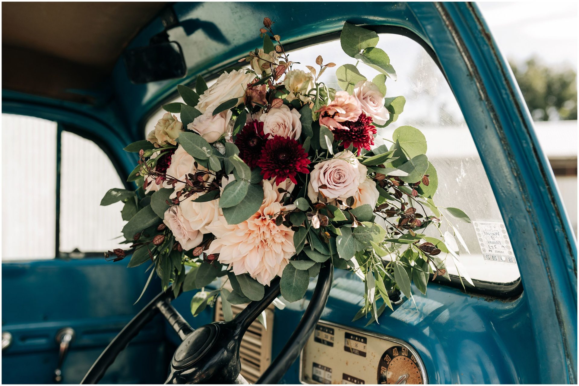 Wedding-photographer-christchurch-bouquet-dahlia-truck-old