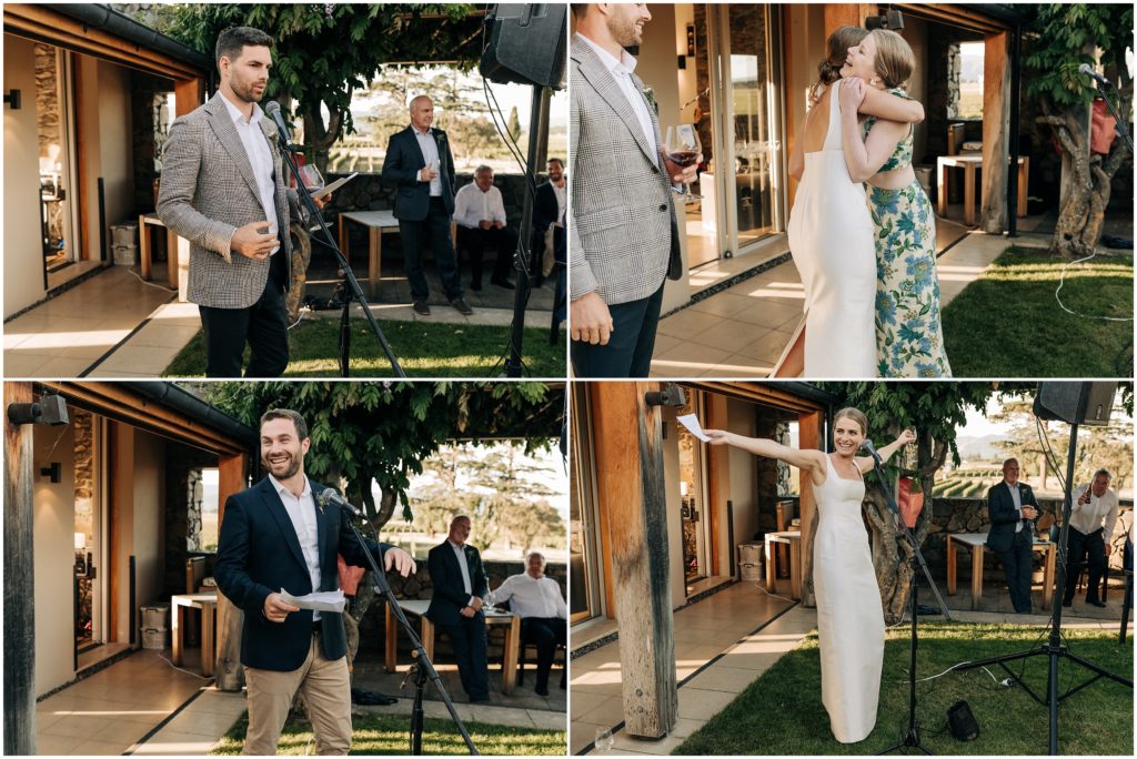 speeches on the lawn at wither hills vineyard wedding venue blenheim new zealand summer